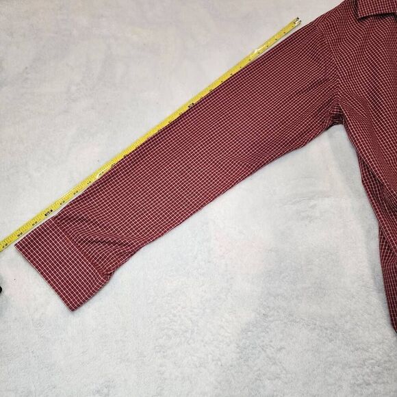 Men's Large 36/37 Croft&barrow Red White Checkered Button Up Long Sleeve Shirt - Picture 9 of 12
